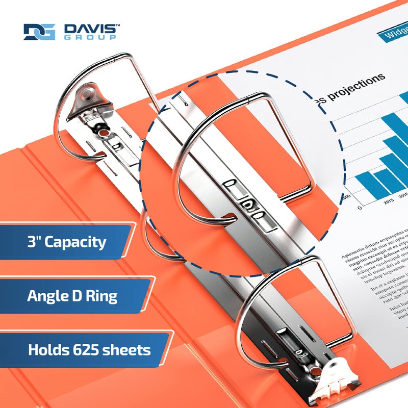Davis Group Premium Economy 6-Pack 3-Ring Binders for School or Office, D-Ring Binders, 3 Inch, Orange - Image 2